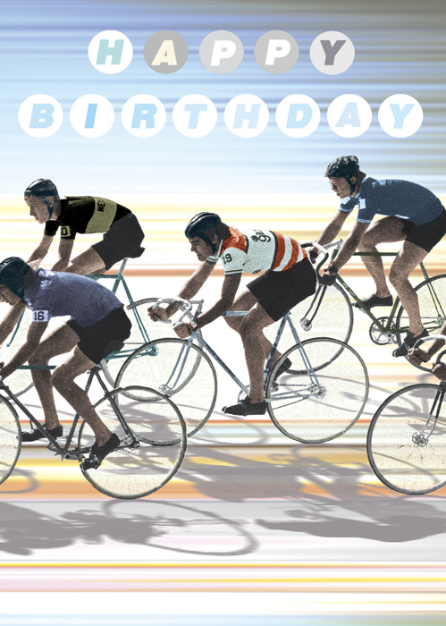 BC248 - Happy Birthday Cyclists Greeting Card by Max Hernn